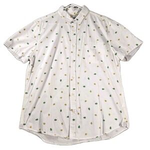 Sovereign Code Button Down Shirt Mens XL White Short Sleeve Cotton Avocado Print